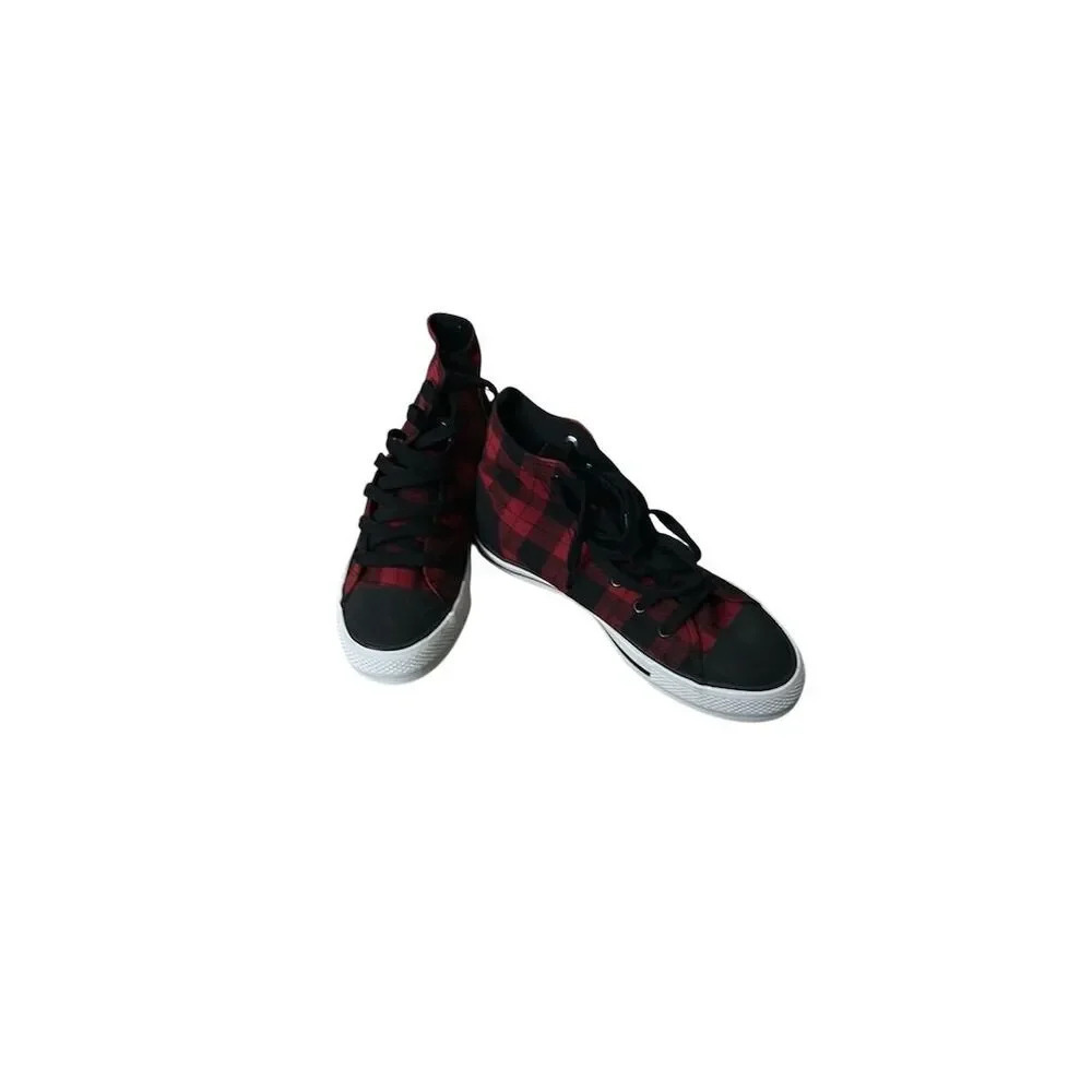 Charlie Paige Women's Plaid High Top Sneakers Size 8 Multicolor